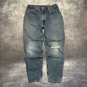 Vintage Faded Glory Jeans Men's 32 x 30 Blue Wash Distressed Relaxed Fit Denim